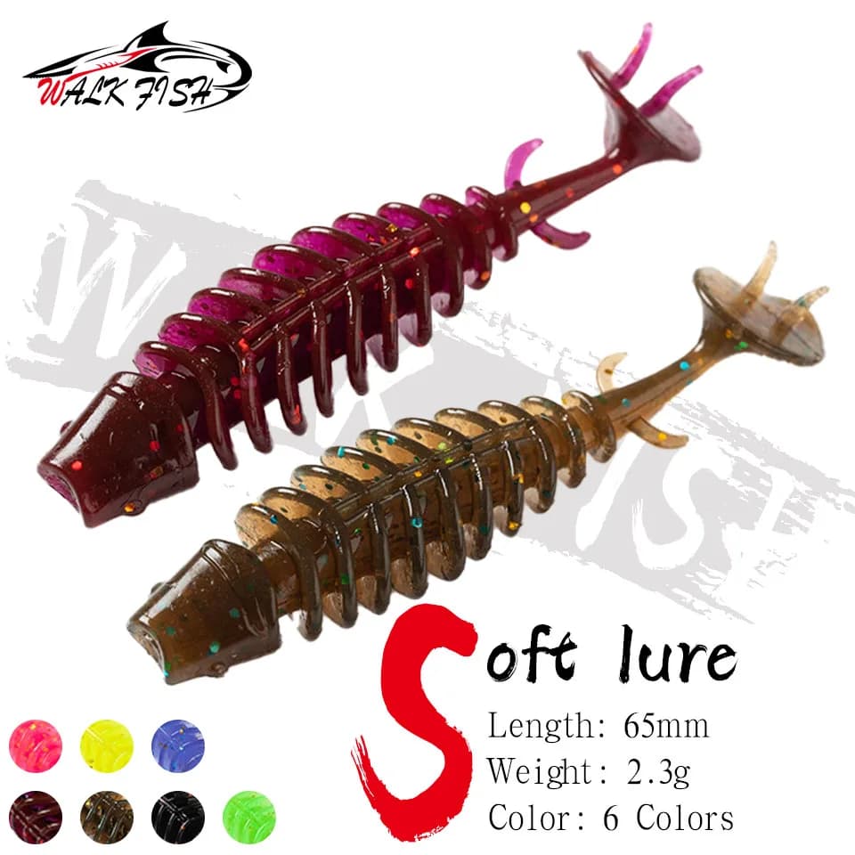WALK FISH 6PCS 6.5cm 2.3g New Floating Soft Lure Artificial Soft Bait Wobblers Swimbait For Bass Fishing Accessories Lures