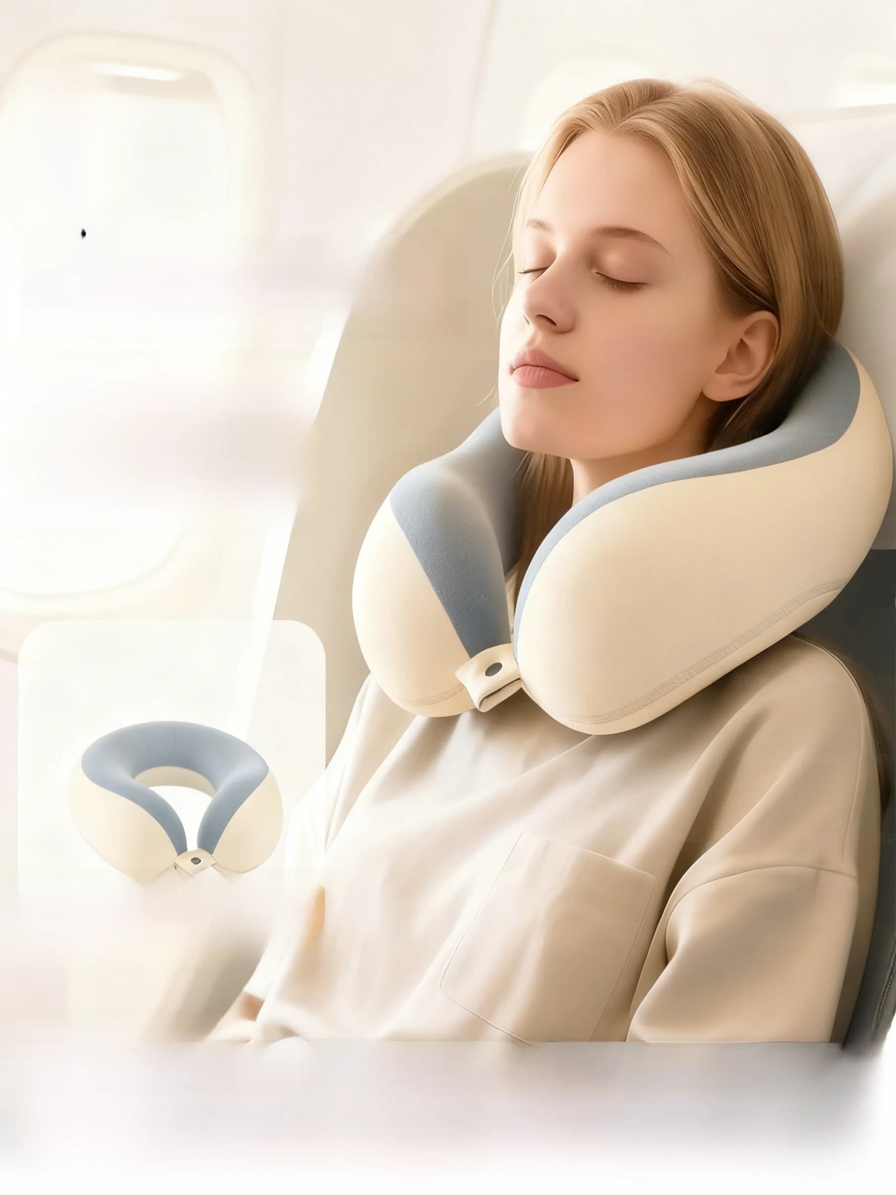 Cuscino a U in Memory Foam Portatile da Viaggio, Supporto per la Schiena, Cuscino per Uso Domestico e Protezione della Colonna Vertebrale per Pisolini