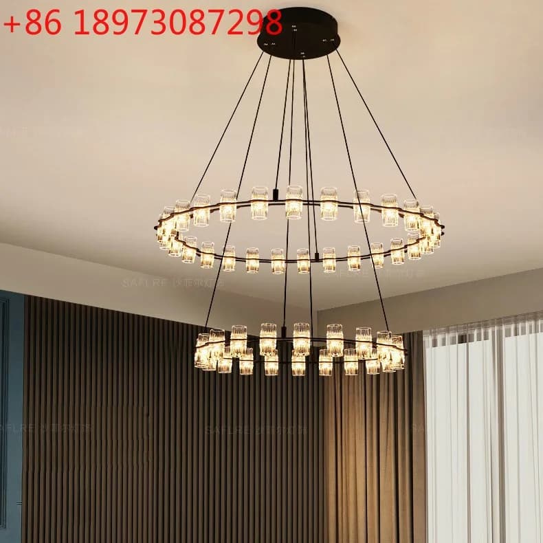 Lampadario postmoderno di lusso semplice per soggiorno, sala domestica, camera da letto, lampade da villa ad anello italiano