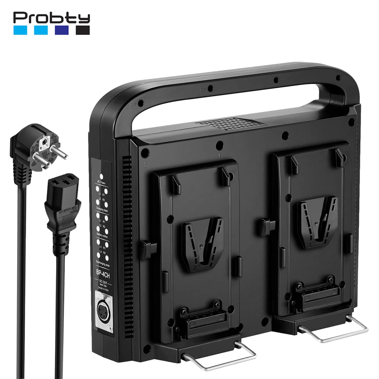 4 Channel V-Mount/V Lock Battery Charger for 98/130/145/200 Any V-Mount Camera Battery with DC 16.5V Power Supply Output