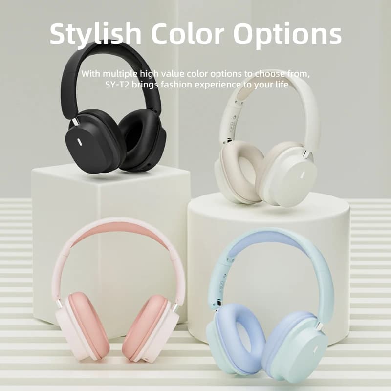 Auricolare Bluetooth wireless SY-T2 con microfono, cuffie stereo 9D con cancellazione del rumore, cuffie Hifi Bass, confezione originale