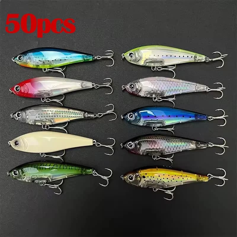 50pcs 90mm 18g Sinking Pencil Fishing Lures Inshore Twitchbait Saltwater Artificial Hard Baits Topwater Trout Carp Supplies