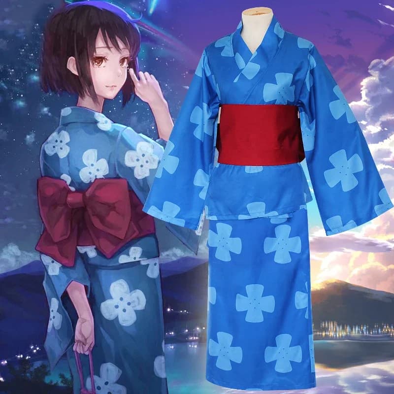 Your Name Kimi No Na Wa Miyamizu Mitsuha Anime Cosplay Costume Kimono Bathrobe Halloween Costumes for Women Carnival