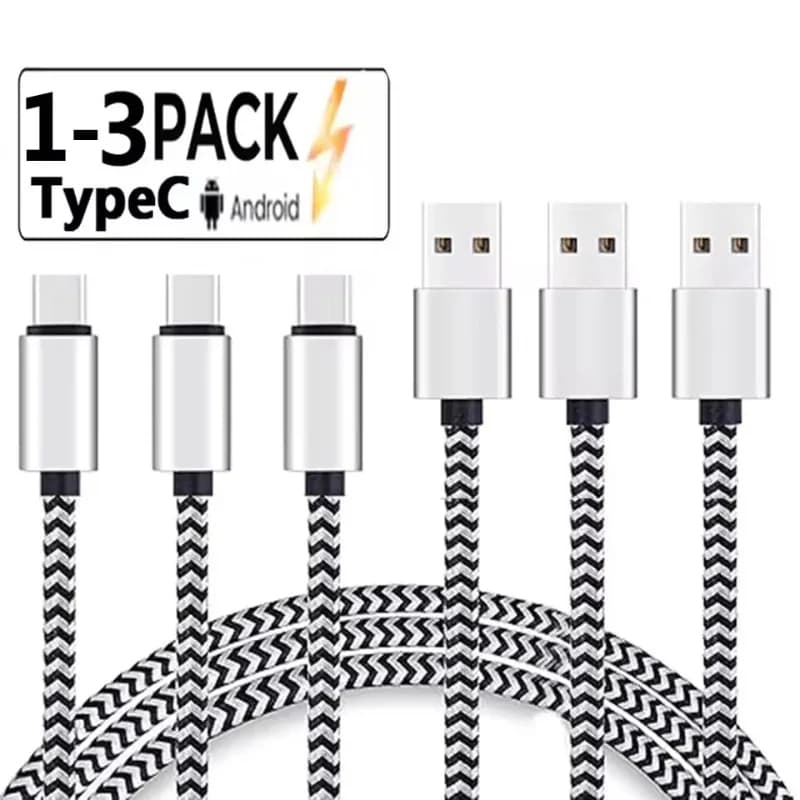 Cavo dati USB Type-C 2.4A per ricarica rapida, cavo dati in nylon intrecciato, cavo di ricarica per cellulare USB-C