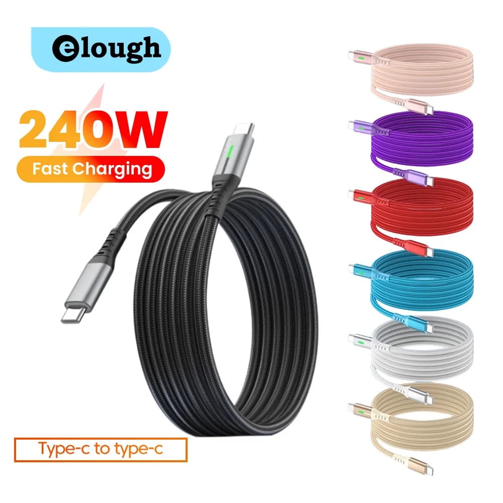 Cavo Dati Intrecciato a Ricarica Rapida 240W Dual Type C 6A USB C a Type C per iPhone 15 16 17 Huawei Honor Samsung Xiaomi
