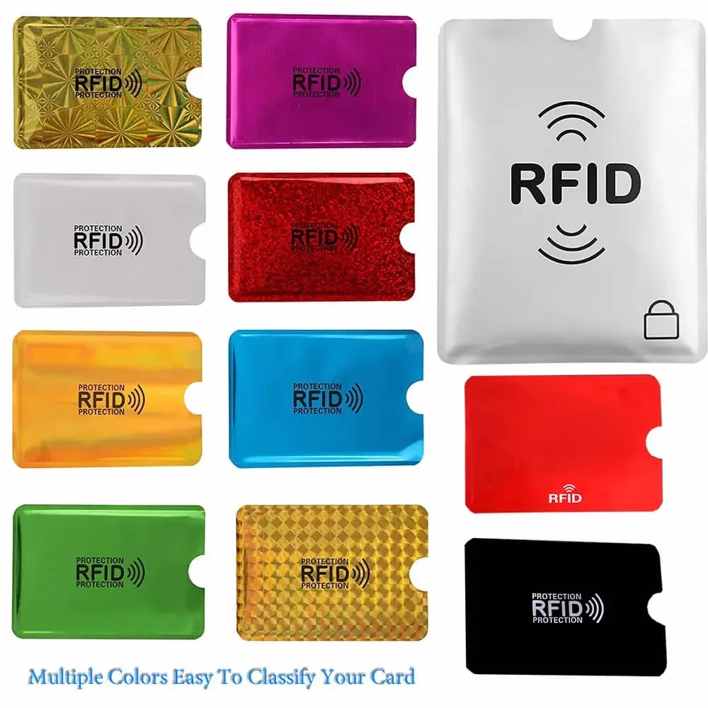 10 pz/set custodia per carta anti-scansione protezione per carta di credito NFC RFID porta carte di credito portatile in foglio di alluminio antimagnetico