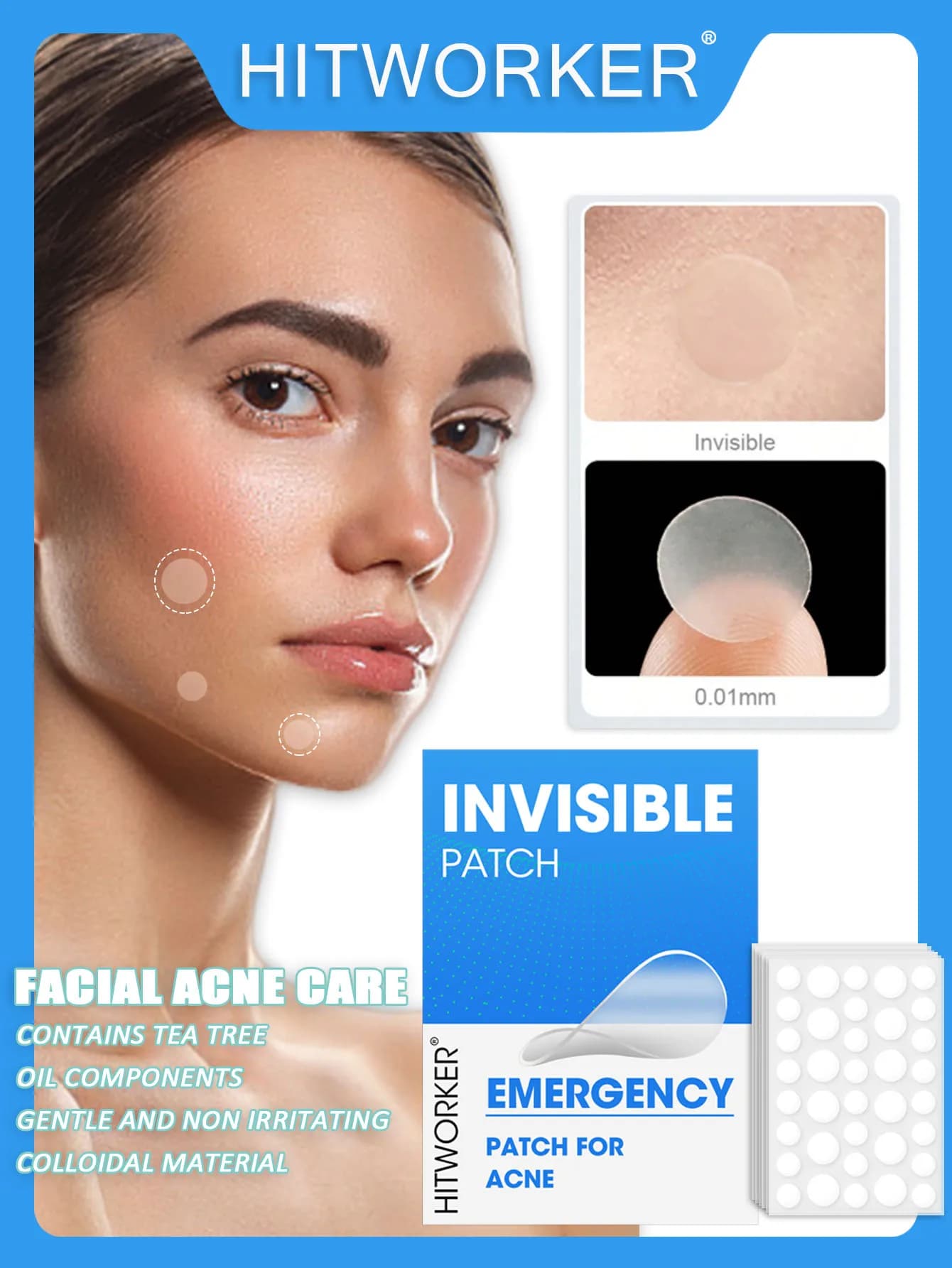 Face cleaning essence with hydrocolloidal plaster for acne, tool accessory, invisible and waterproof, suitable for all skin types