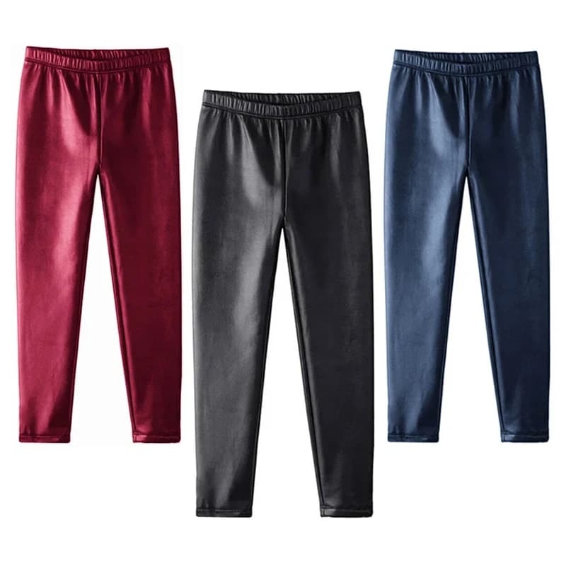 Leggings per bambina in finta pelle PU per bambini Leggings sottili e skinny per bambini per pantaloni lunghi autunnali primaverili