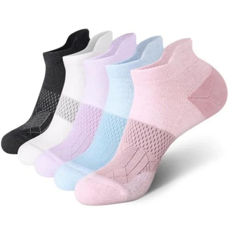 Dreamlikelin 1 paio/5 paia di calzini corti estivi sottili da donna con fondo in spugna spessa per corsa e saltare alla corda, calzini sportivi per fitness