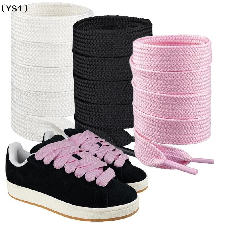 〔YS1〕2CM Wide Fat Shoe Laces For Sneakers Fashion Colorfast Replacement Laces For Shoes Classic Cotton Rope Flat Laces