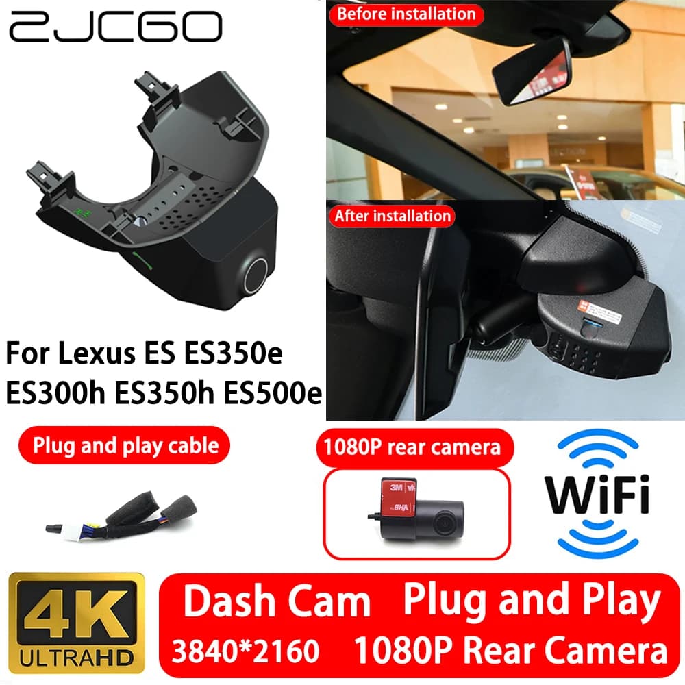 for Lexus ES ES350e ES300h ES350h ES500e 2026 2027 4K 2160P Front Rear Camera Dash Cam Wifi Plug and Play Video Recorde