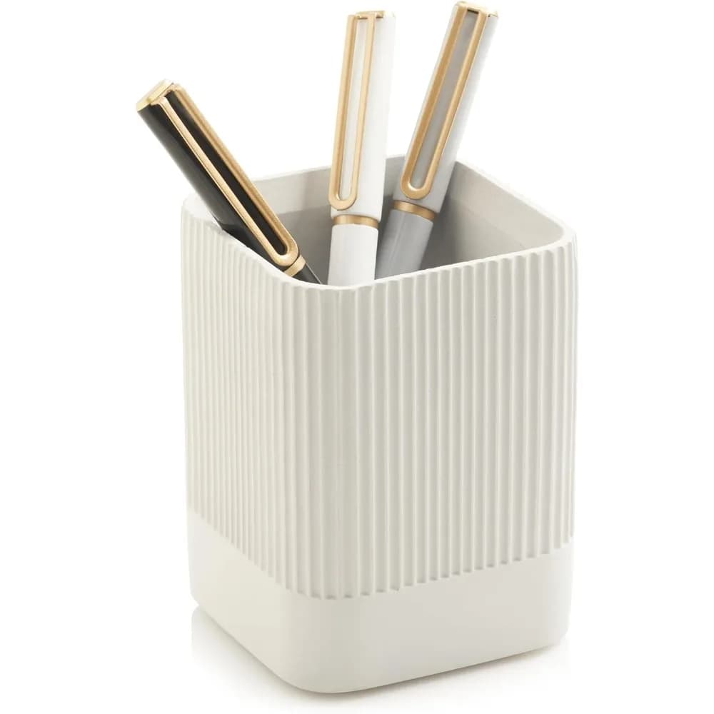 Portapenne moderno in cemento – Organizer da scrivania minimalista per forniture e decorazioni per ufficio