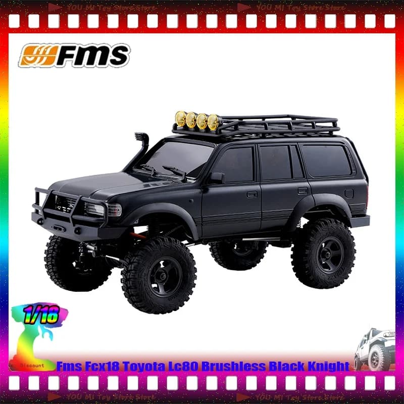 Nuovo Fms 1:18 Fcx18 Toyota Lc80 Brushless Black Knight Power Aggiornamento a quattro ruote motrici Off-Road Giocattoli da collezione personalizzati per bambini