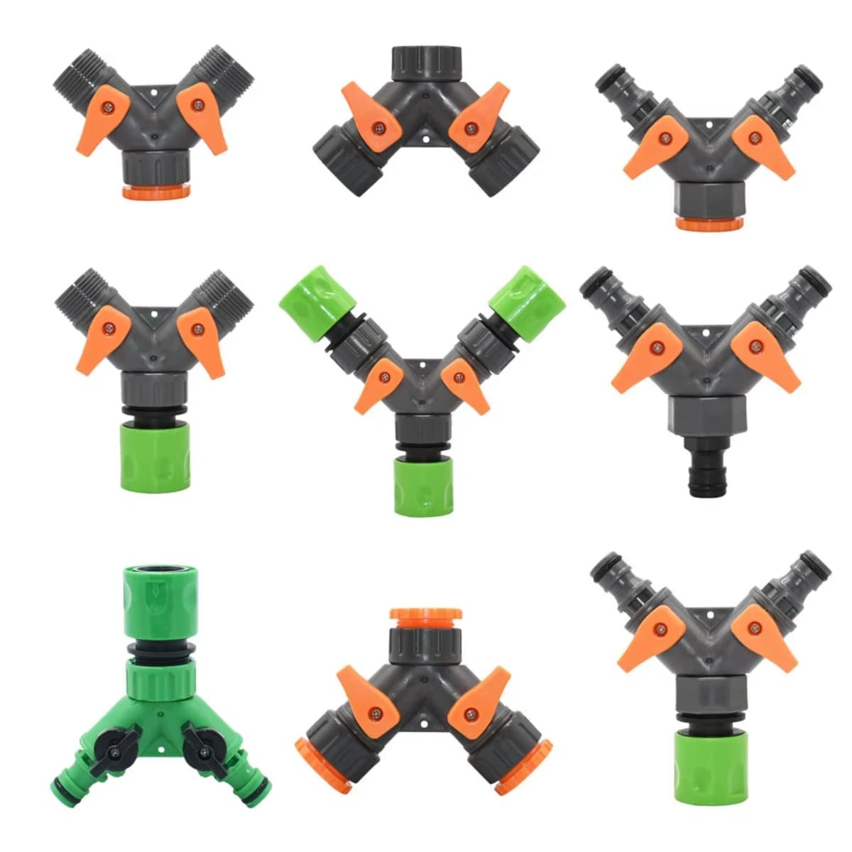 4 Way Garden Faucet Bottle Tits Flexible Pipe Water Splitter Connector Female 1/2 3/4 Thread Y Irrigation Valve Garden Pipe Quick Connector