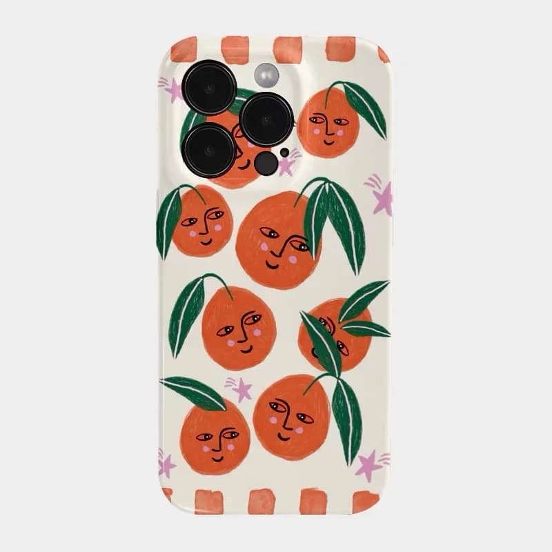 Custodia per telefono INS Orange Emoji Cartoon per IPhone 16E 15 14 13 Pro Max 12 Mini 11 Pro 15Plus XR Protezione Cover rigida ultra sottile per PC