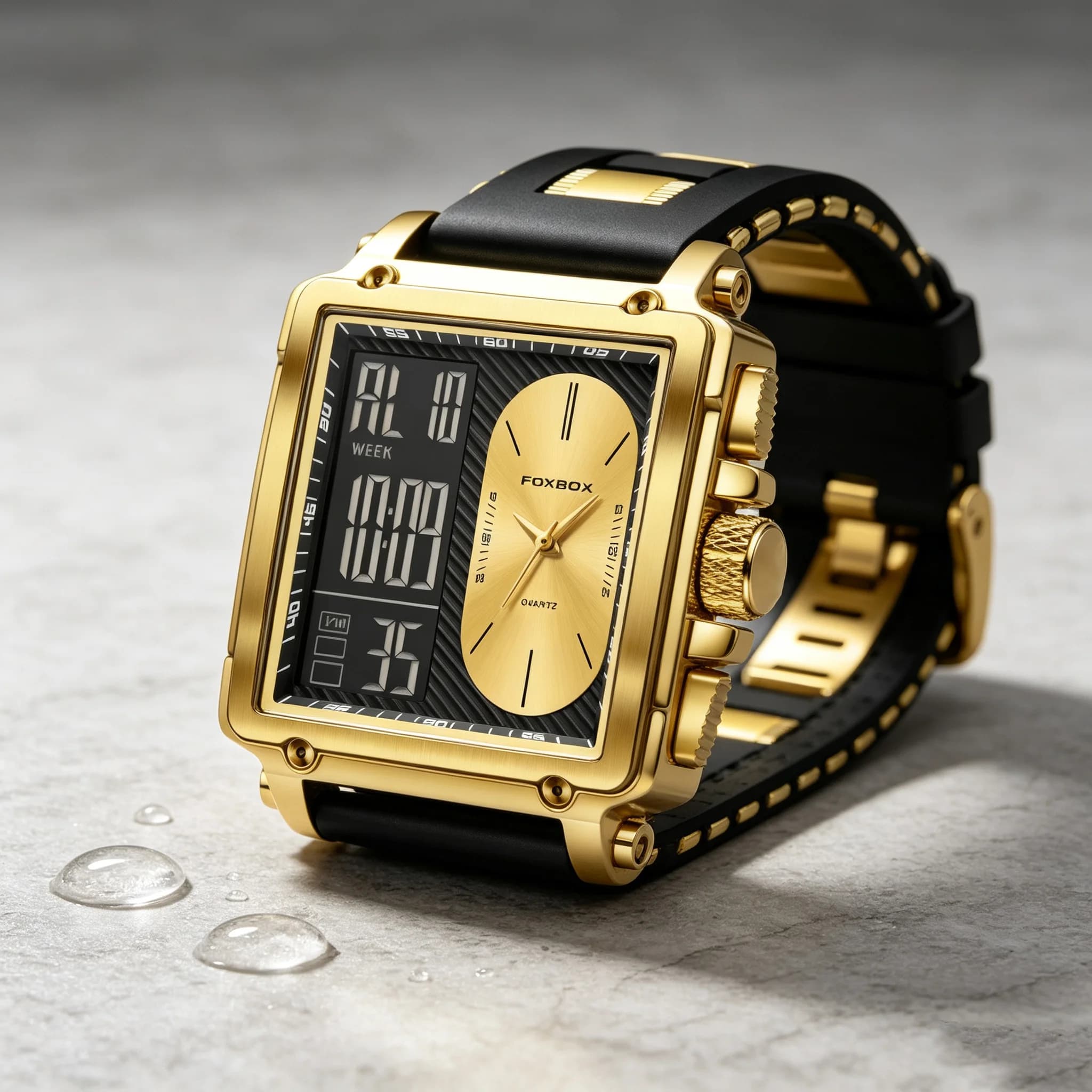 FOXBOX New Men's Electronic Wristwatch Fashion Business Silicone Waterproof Watch for Men Casual Sports Quartz Chronograph Male