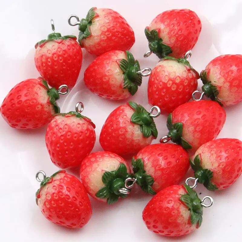 6/10 pz Resina Imitazione Fragola Forma di Cibo Pendenti e Ciondoli Per Portachiavi FAI DA TE Collana Pendenti Ornamento Creazione di Gioielli Accessori