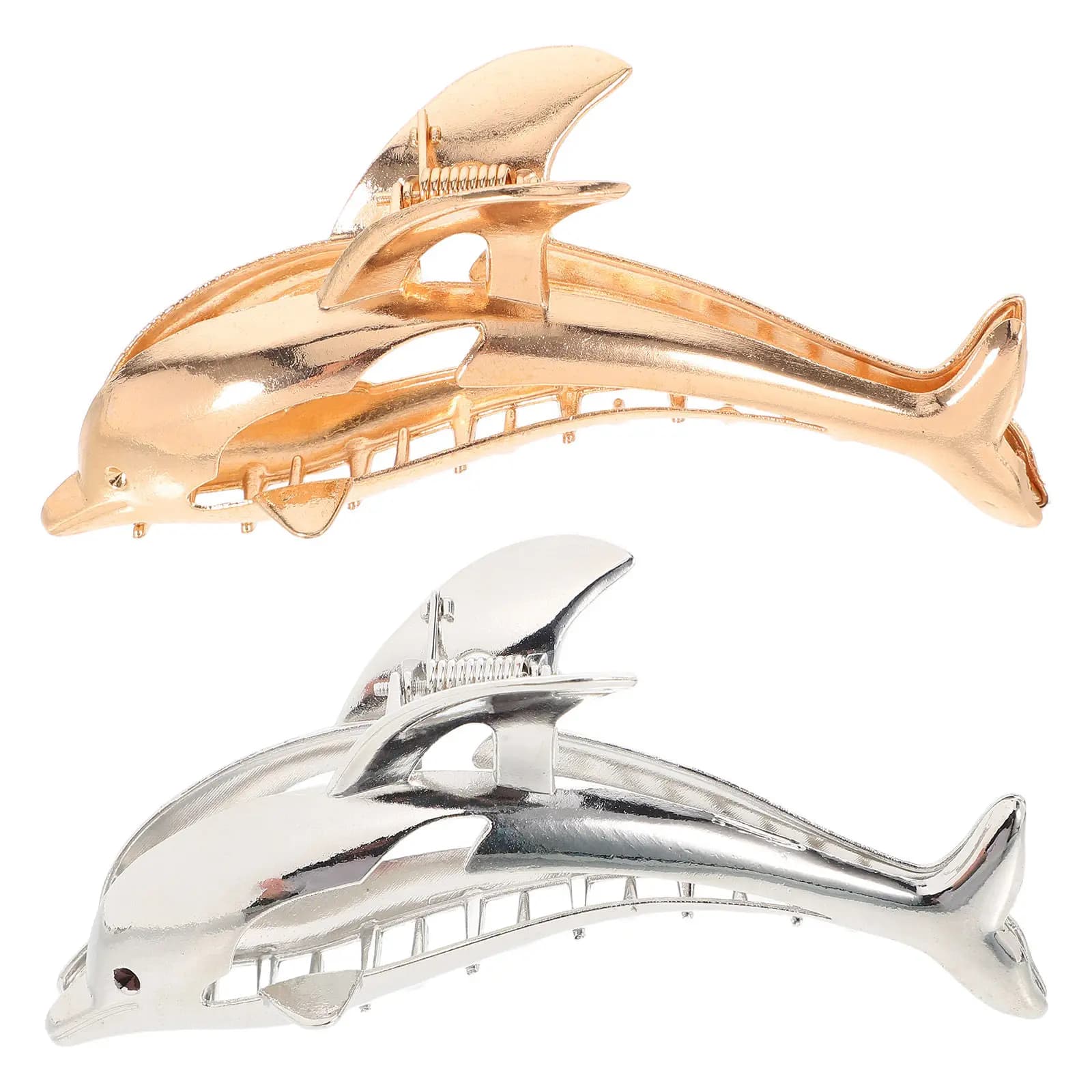 2 dolphin claw-shaped clasps for women, zinc alloy, with strong grip, delicate design, hairstyle tool for daily use and ceremonies.