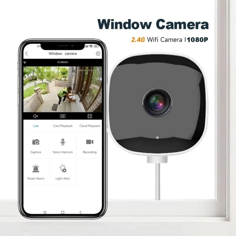 Telecamera di sorveglianza montata su finestra con telecomando Wi-Fi per dispositivi mobili 30 milioni di pixel Visione notturna ad alta definizione 2K