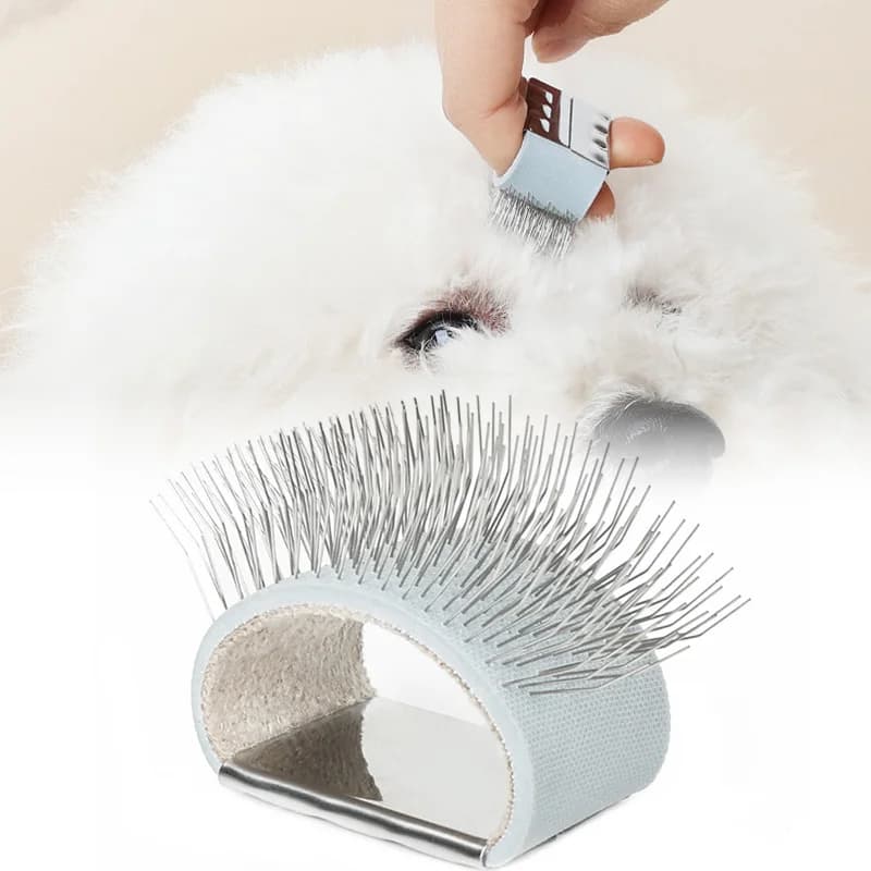 Pettine per la pulizia degli animali domestici con punta morbida, non graffia, per cani e gatti, rimuove facilmente i nodi e le peli, pettine portatile da dito, accessori per la pulizia degli animali domestici
