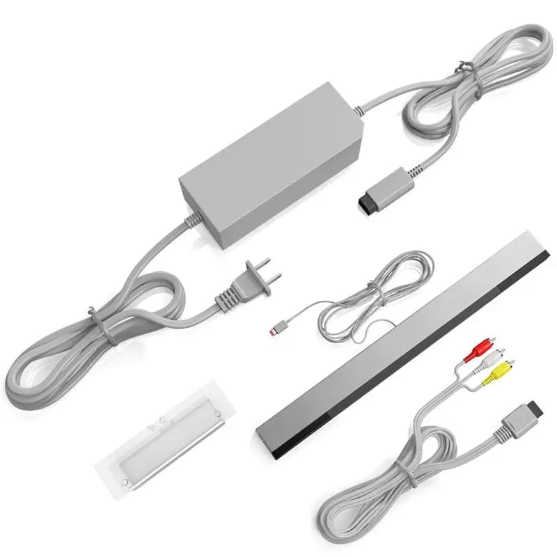 Barra sensore di movimento cablata 3 in 1 + cavo adattatore di alimentazione CA + cavo audio video composito per Wii-ABIU