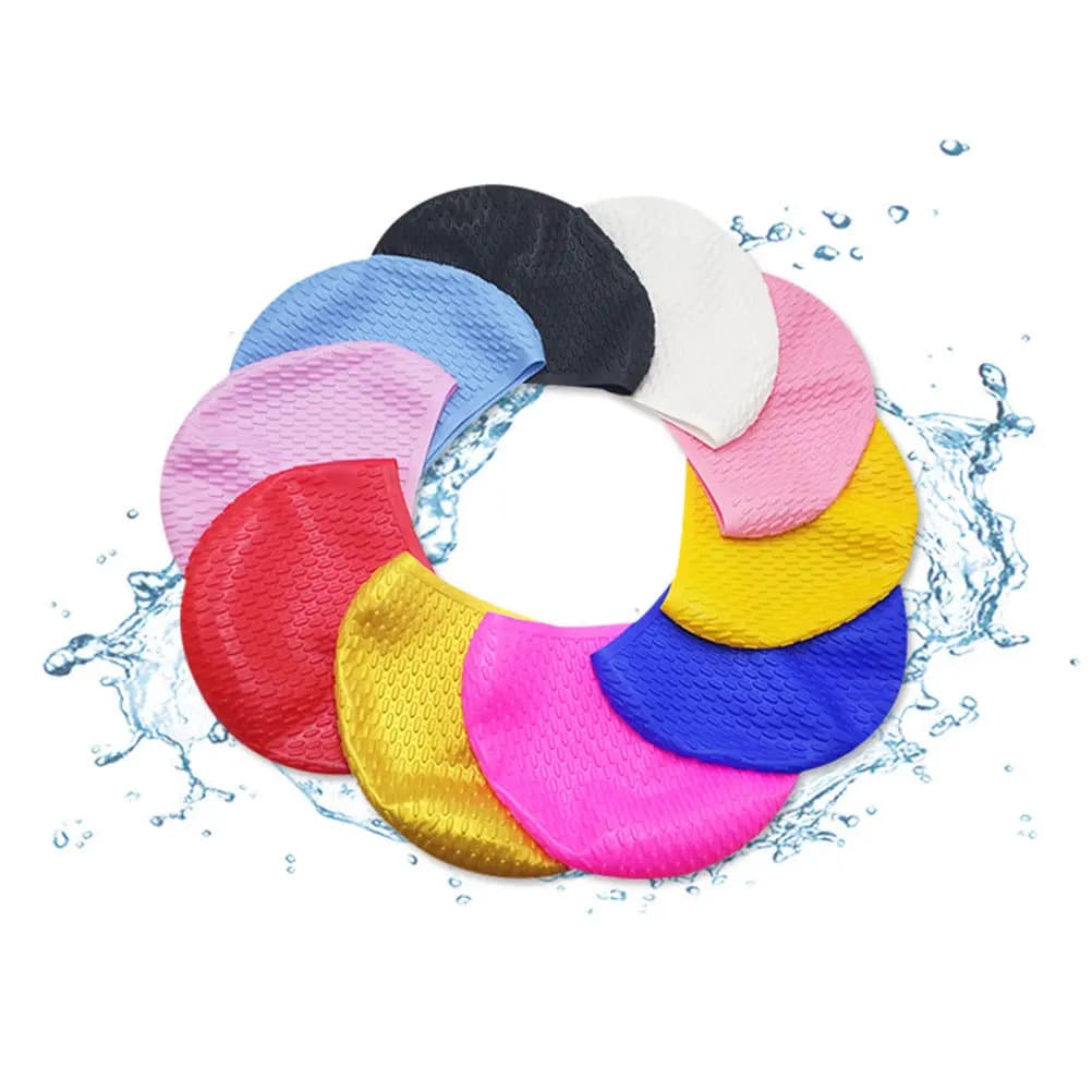Waterproof Silicone Swimming Cap Yellow for Women Long Hair Swim Hat with Ear Protection Swimming Caps Ear Shield Covers