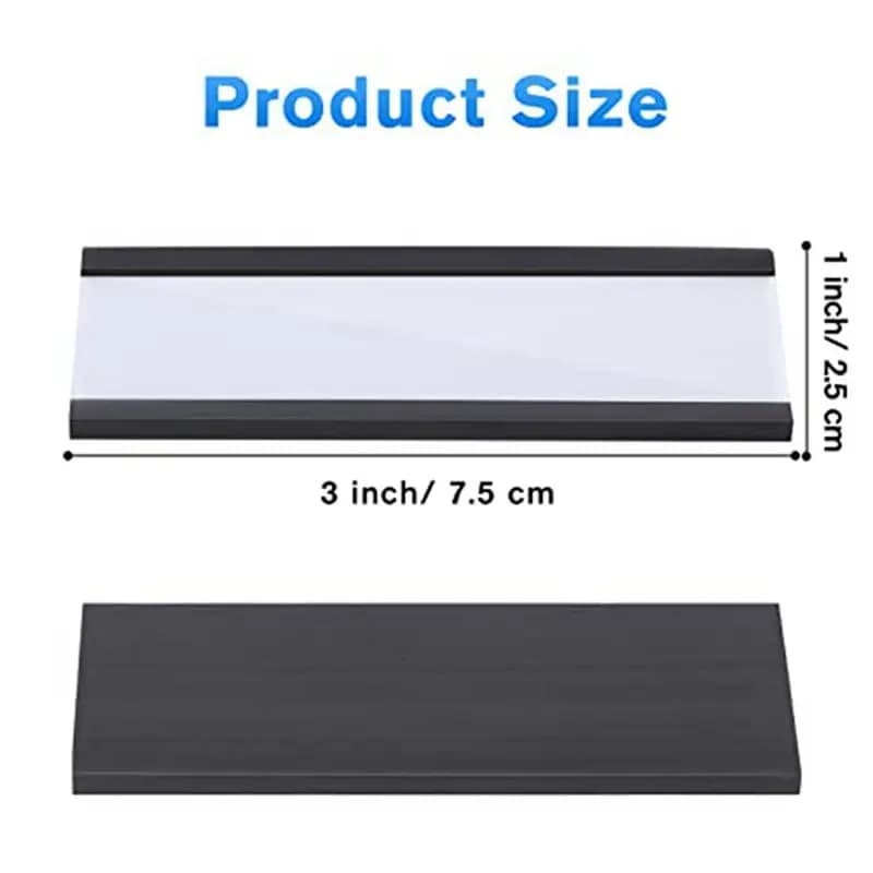 MALL Confezione da 30 Portaetichette Magnetici a Canale C 1 x 3 Pollici con Magneti, Targhette Magnetiche per Etichette di Utensili, Etichette per Lavagne Metalliche