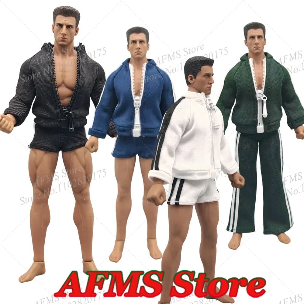 1/12 Uomini Soldato Studente Uniforme a maniche lunghe Zip Cappotto Pantaloni Pantaloncini Set di abbigliamento sportivo Misura 6 pollici Action Figure Bambole Corpo