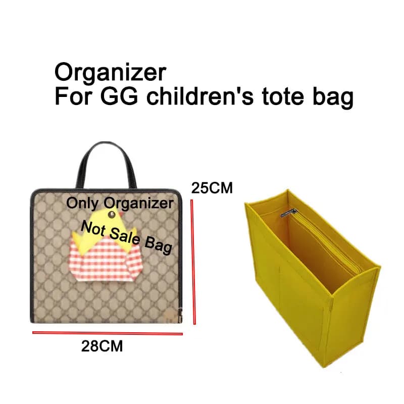 Organizer in feltro per borse tote da bambino con stampa GG, fodera interna, borsa interna, supporto, organizzazione, custodia portaoggetti