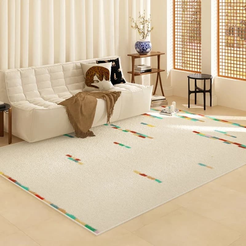 Tappeti stile crema per camera da letto Tappetino da studio lavabile Ampia area Decorazione del soggiorno Tappeto semplice Tappeto da comodino morbido antiscivolo