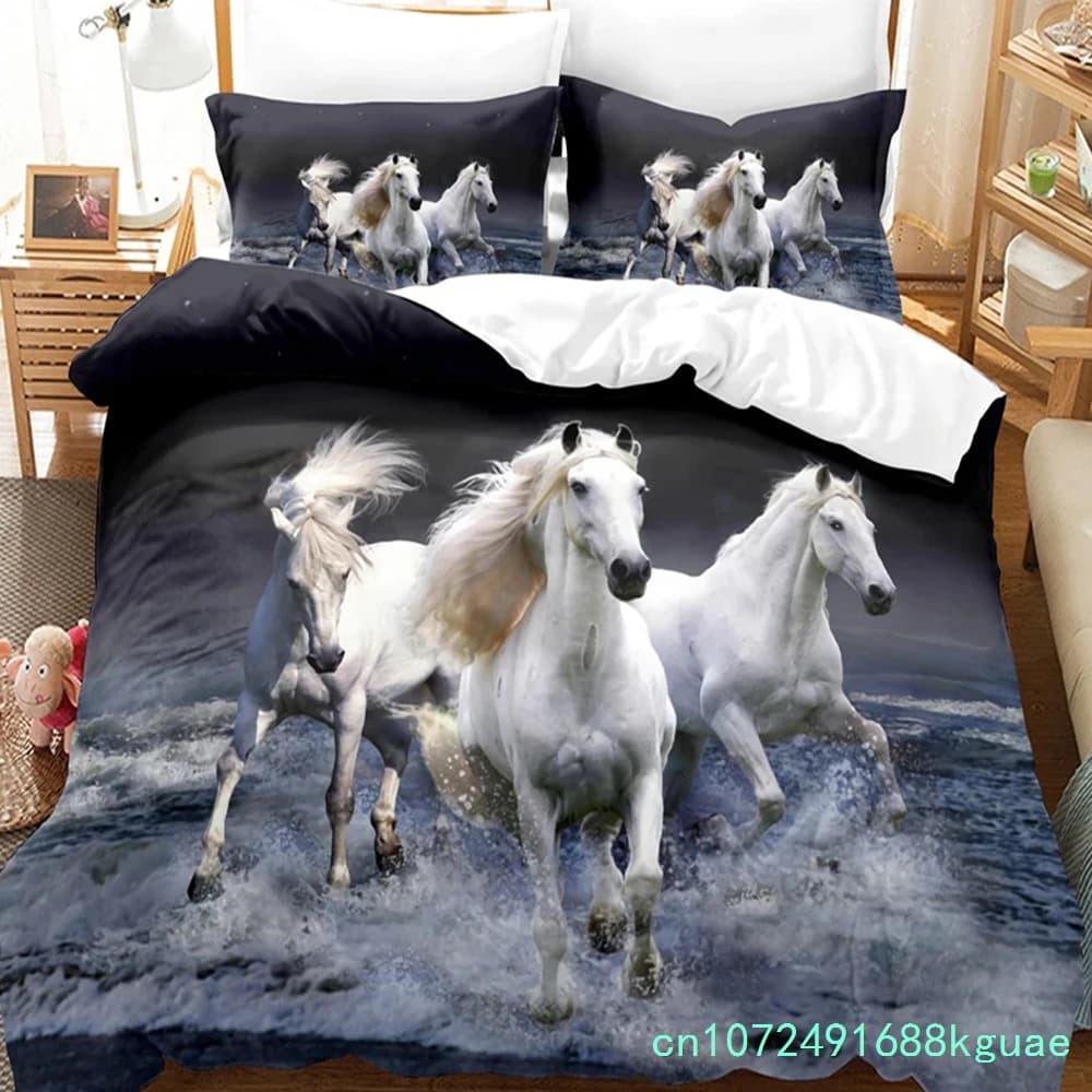 Horse Bedding Set Single Twin Full Queen King Men/women Size Bed Set Aldult Kid Bedroom Duvetcover Sets 3D Anime