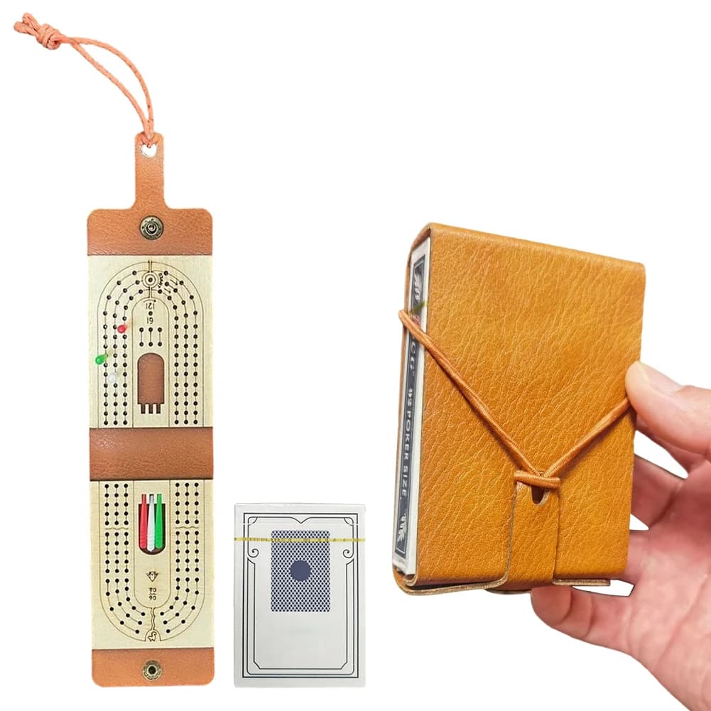 Set da gioco Cribbage in legno con 6 perni e mazzo di carte da gioco, divertente gioco da tavolo per 2-4 giocatori, gioco da tavolo portatile