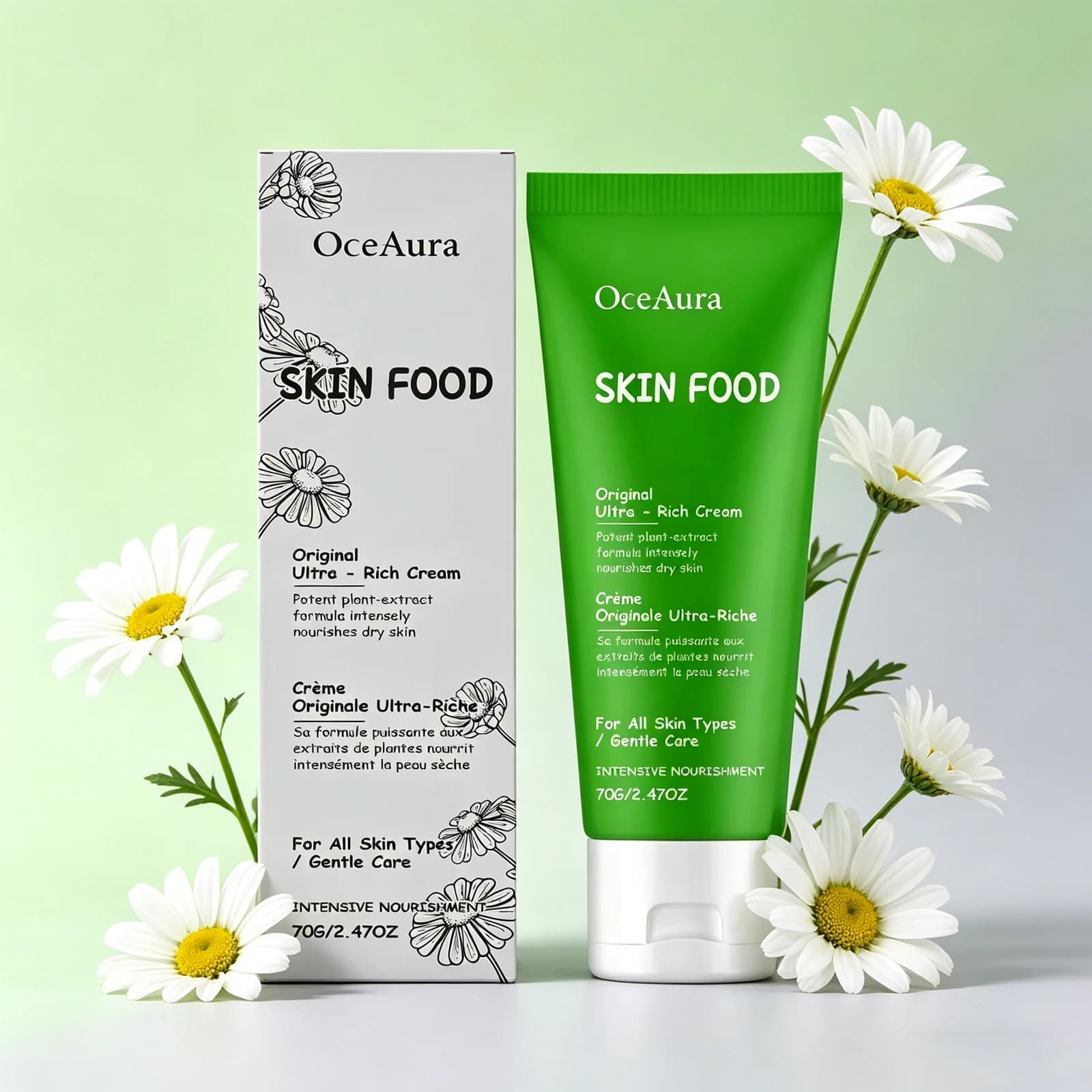 OceAura Crema Nutriente per la Pelle 70g, Idrata e Nutre il Viso Quotidianamente, Crema Delicata per Pelle Luminosa