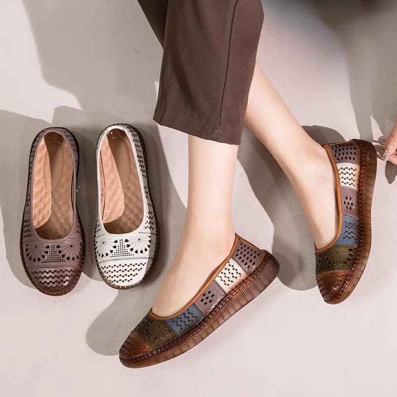Sandali GKTINOO in Vera Pelle 2026 Nuovi Estivi Traspiranti con Suola Morbida e Scavata Comodi Scarpe Basse da Donna