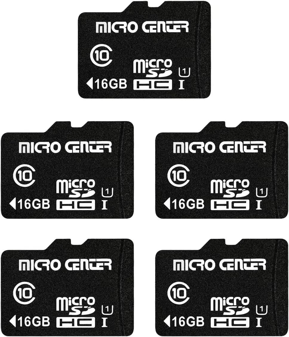 Scheda Micro SD da 16 GB, confezione da 5, 80 MB/s UHS-I C10 U1, con adattatore per telefono, tablet, drone, video Full HD