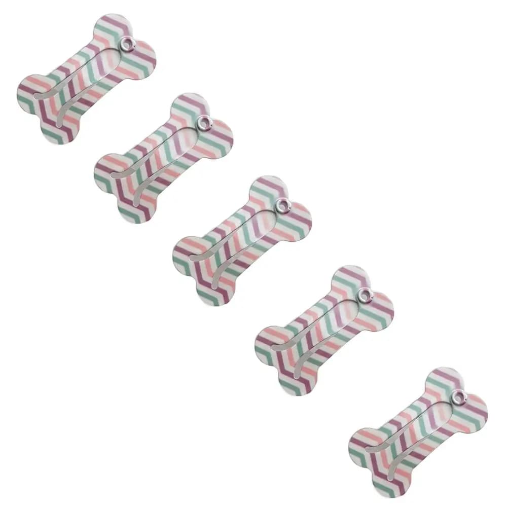 for Small Dogs Bone Shape Grid, Stripe Pattern Smooth Surface Snap Hair Clips Dog Hair Clip Cat Grooming Supplies Pet Hairpin