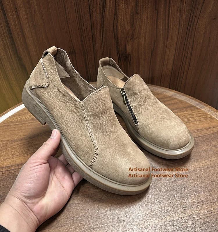 Soft Leather Soft Sole Zipper Men's Leather Shoes Low-Top Breathable Leather Casual Shoes Trendy Handmade Luxury Men's Shoes