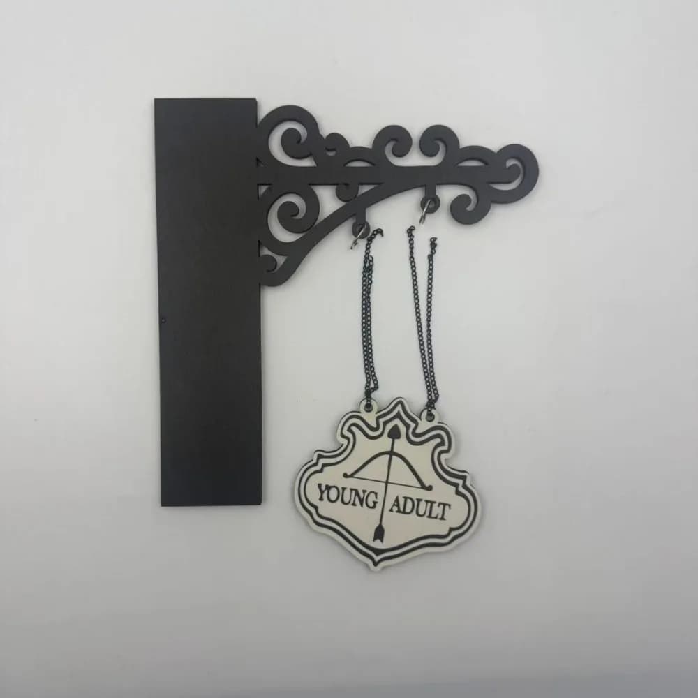 Creative Design Book Nook Sign Lightweight Easy Install Hanging Sign Multi-Purpose Wood Metal Material Shelf Organizer