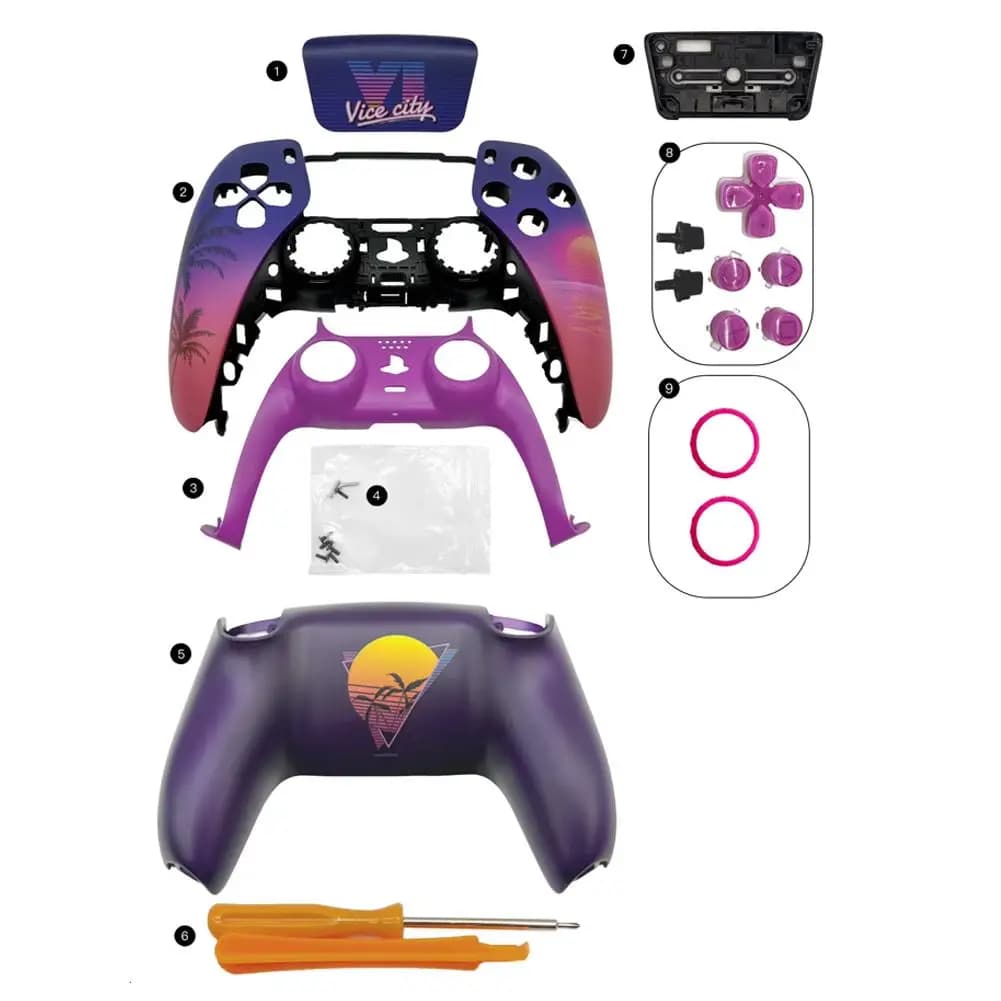 For PS5 DualSense Controller GTA Style Matte Replacement Shell Faceplate With Touchpad DIY Mod Anti-Fall Accessories