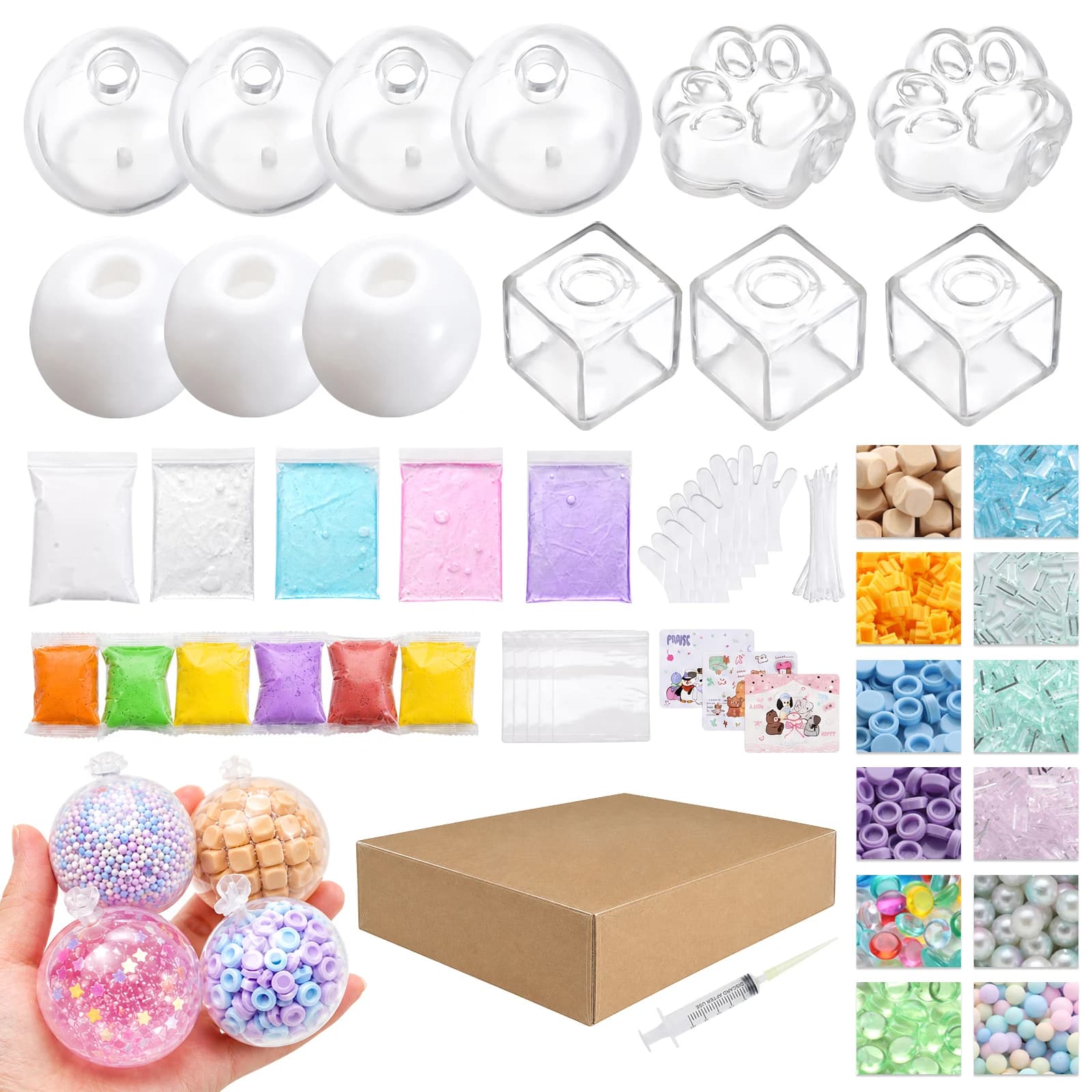 DIY 6cm Ball Skins DIY Stress Ball Making Kit Slime 5cm Ball Skins Squishy Ball Maker Kit Clay Gloves Stress Ball Kit For Teens