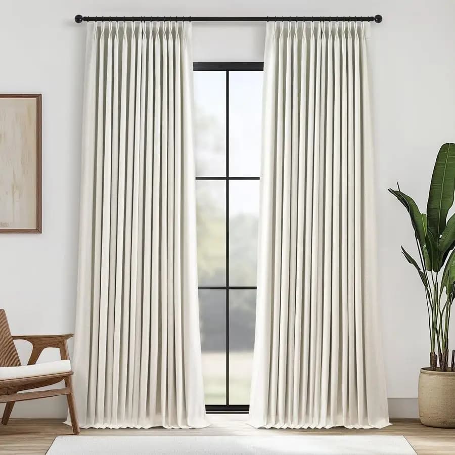 96 inch, 100% obscurant, natural thermal insulating linen, with hooks and rings (2 pcs)