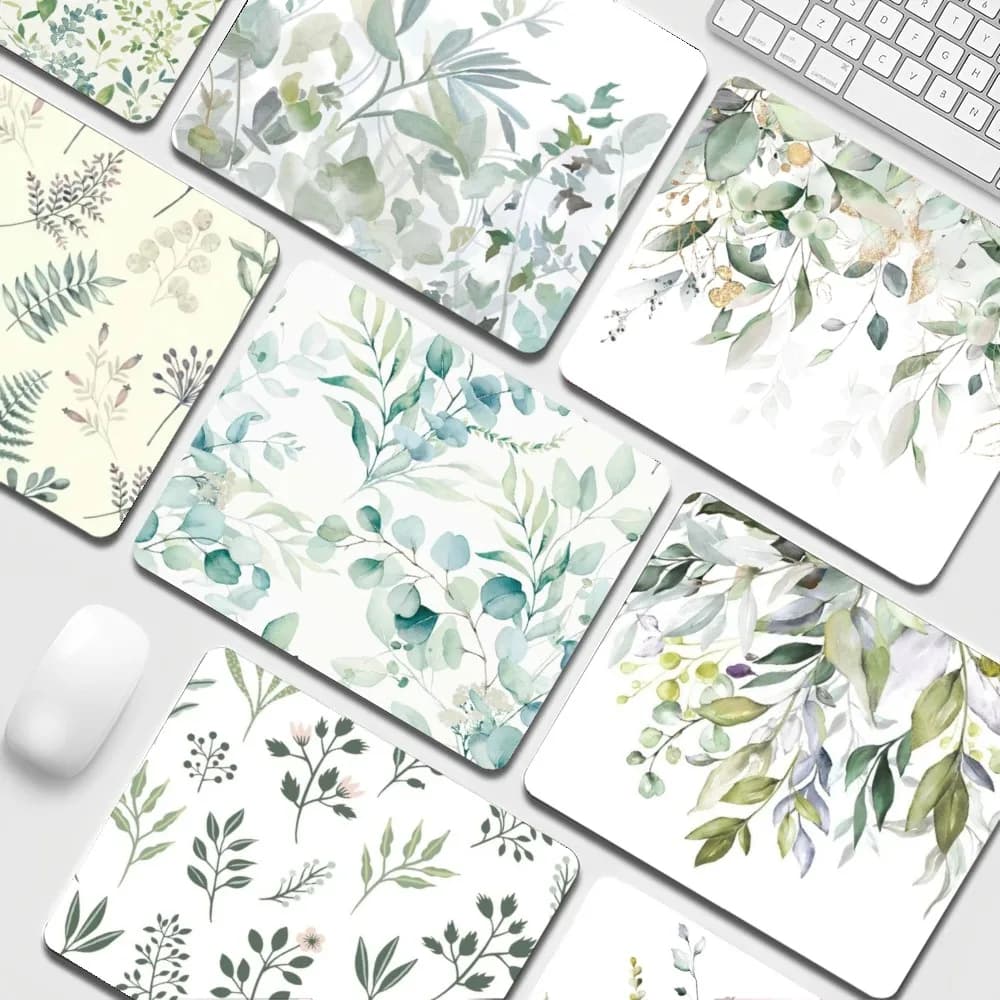 Play Mouse Mat Lockedge Non-slip with Green Leaf Plant Desk Mat for Players Keyboard Decoration Mouse Mat for PC