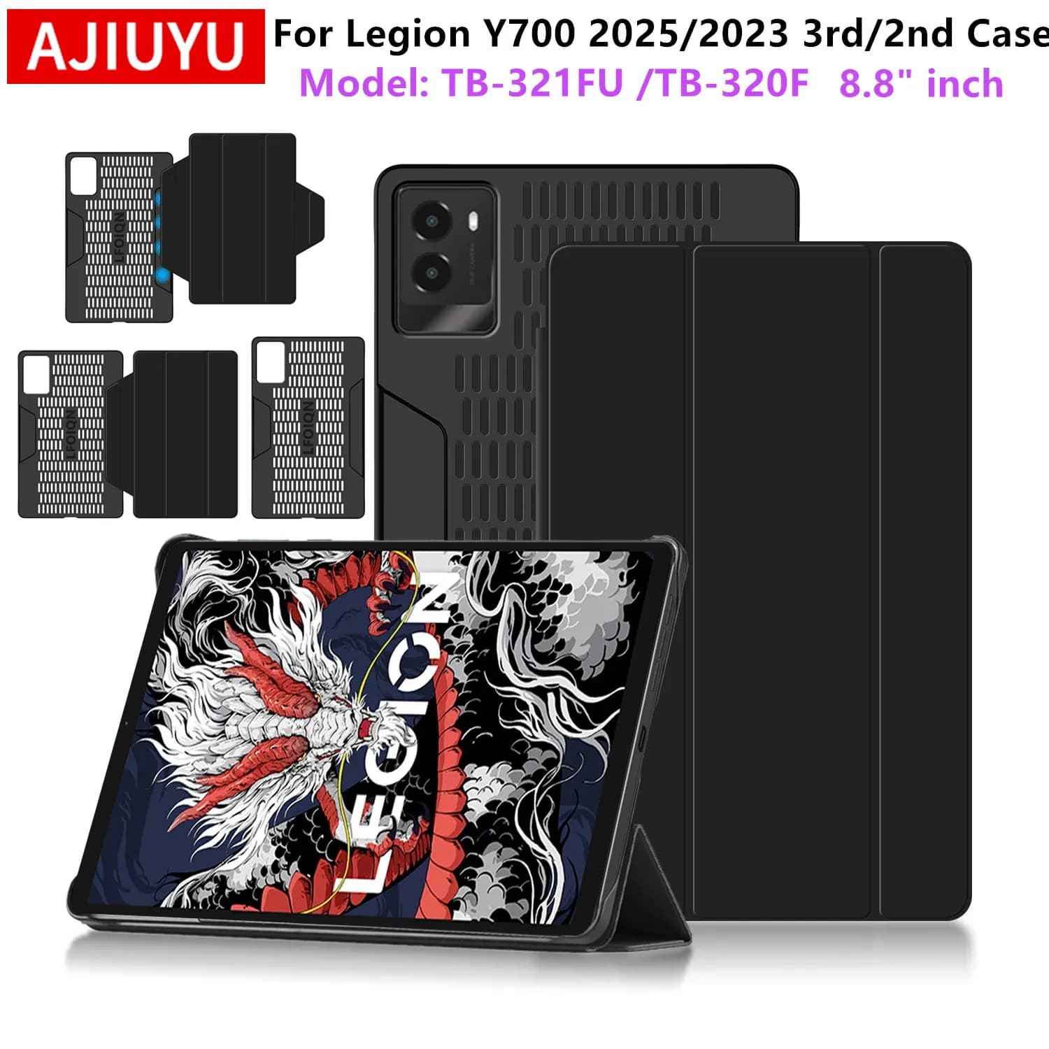 Custodia AJIUYU per Lenovo Legion Y700 2025 2023 8.8" Tablet da Gioco per LEGION Y700 2a 3a Gen TB-321FU TB-320F TB-320FC Cover Protettiva