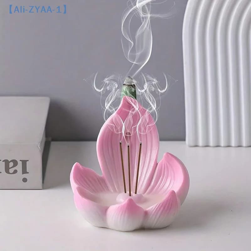 【ZYAA-1】1 Pezzo Porta Incenso in Resina, Supporto per Bastoncini di Incenso, Piatto per Incenso a Forma di Loto, Base per Incenso a Spirale in Legno di Sandalo, per Templi e Studi Yoga