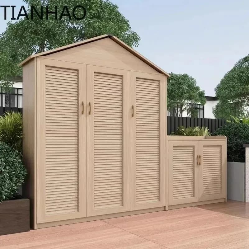 Outdoor aluminum alloy locker waterproof sunscreen garden courtyard balcony rainproof shoe cabinet storage cabinet sundries cabi