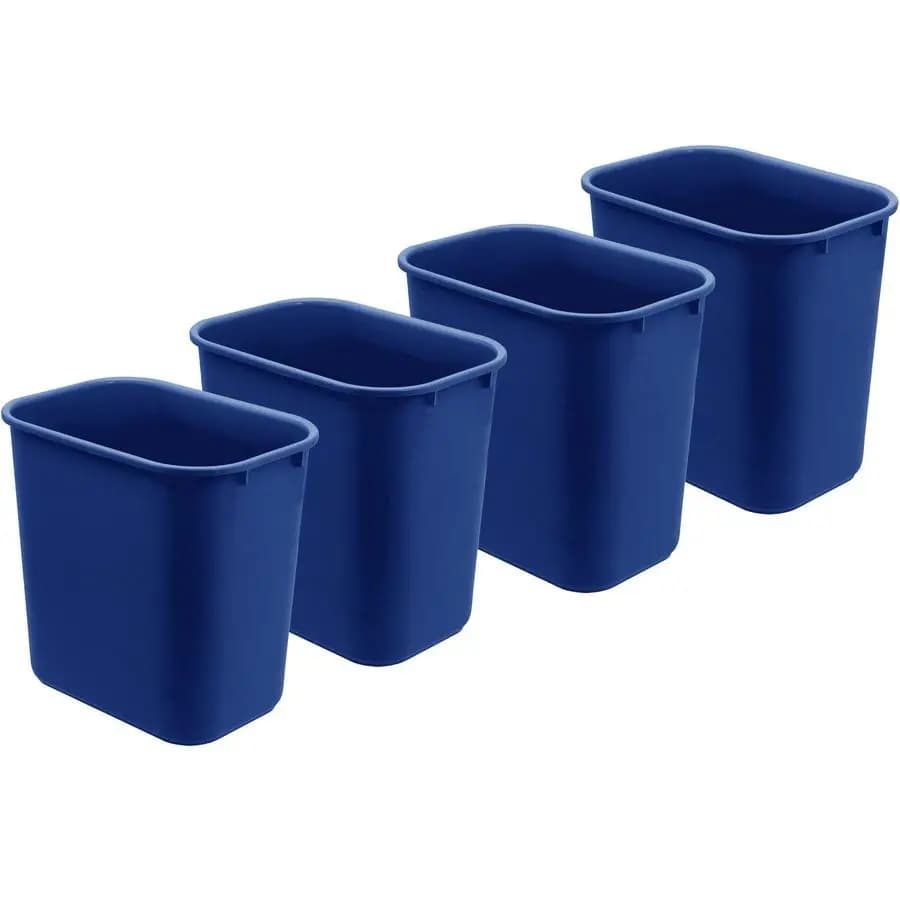 Cestino per rifiuti, cestino per scrivania, 6,75 galloni 27 litri 24 litri in plastica colore blu set di 4