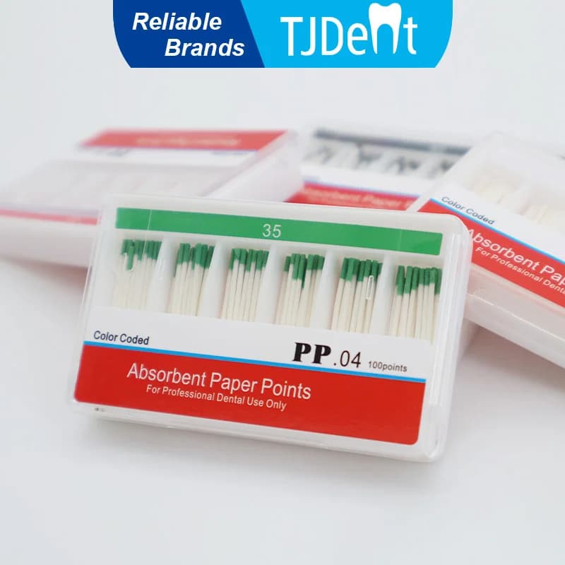 Punti di carta assorbente dentale TJDent Punte di carta che assorbono l'umidità Conici 0,04 15 # 20 # 25 # 30 # 35 # 40 # Trattamento per endodonzia