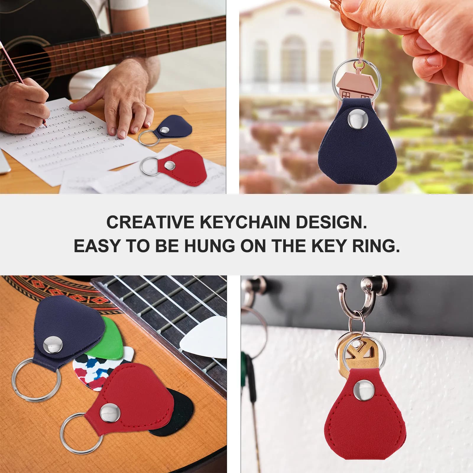 Guitar Pick Holder Keychain 6 Piece Portable Plectrum Storage Case Compact Guitar Accessories