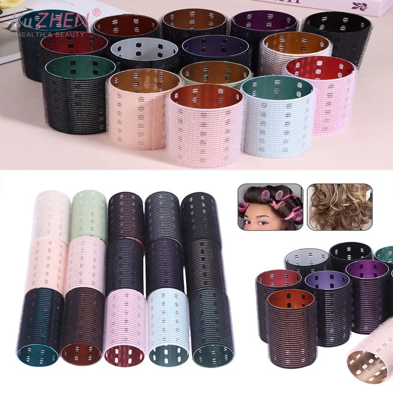 1 Piece Bigodino Autoadhesive Aluminum Colored 5*9cm, Pure Nylon Roller with Strap Clasp, Autoadhesive Thermal Hair for Volume
