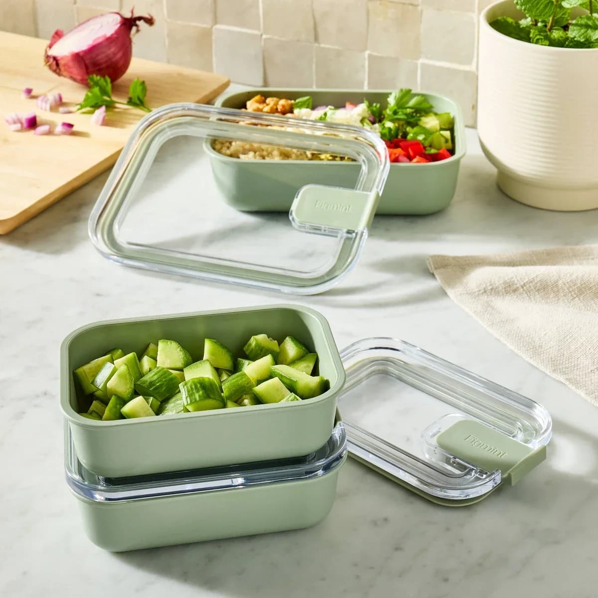 4pc (set of 2) 1c Meal Prep Food Storage Container Set